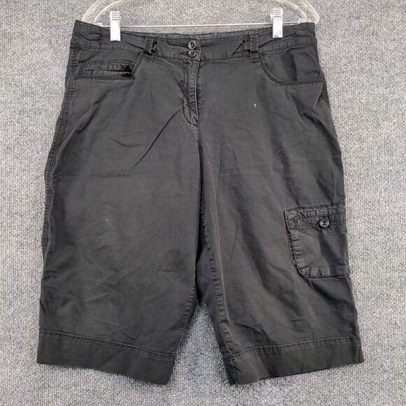 Style & Co. Bermuda Shorts Capris Black Size 12 Cotton Blend Pockets - Picture 2 of 14